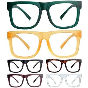 Eyekepper 6 Pack Metalless Screwless Spring Hinges Reading Glasses Women Men Readers Oversized Cheaters Eyeglasses +3.75
