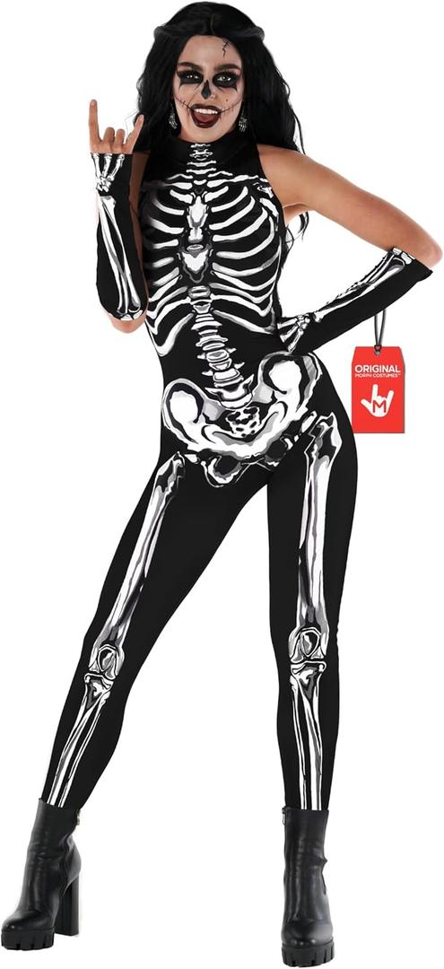 Morph Skeleton Costume Women, Skeleton Bodysuit Women, Womens Halloween Costumes 2025 (Large)