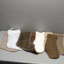 8 Pcs Neutral Christmas Stockings Set, 20'' Farmhouse Plush Faux Fur & 18'' Earth Tones Brown Cable Knitted Fireplace Xmas Stockings with Name Tags for Family Holiday Decor