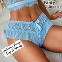 Avidlove Sexy Panties for Women Bikini Underwear Floral Lace Briefs with Cute Bow Center 1-4 Pack Light Blue, Small