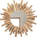 Rustic Driftwood Round Wall Mirror – Large Natural Wooden Frame Decorative Mirror for Farmhouse Coastal Boho Home Décor – 23" Sizes for Bathroom, Living Room, or Entryway