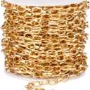 33FT Gold Paperclip Chains Roll, 5mm Aluminum Cable Link Chain Spool Bulk for DIY Crafts Jewelry Making