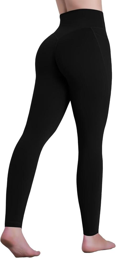 Sunzel Sustainable High Waisted Butt Lifting Leggings with Pockets for Women, No Front Seam Tummy Control Workout Yoga Pants (Medium, Black)