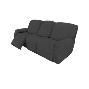 Easy-Going 8 Pieces Recliner Sofa Stretch Sofa Slipcover Sofa Cover Furniture Protector Couch Soft with Elastic Bottom Kids, Spandex Jacquard Fabric Small Checks Dark Gray