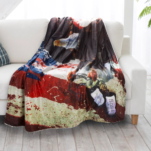 Lavish Home Sherpa Fleece Throw Blanket - American Flag Bald Eagle Print, Lightweight Hypoallergenic Bed Couch Plush Blanket for Adults and Kids