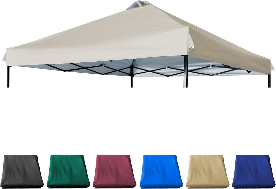 10x10 Canopy Replacement Top with Air Vent Silver Coated for Straight Leg Canopy Frame, (Beige)