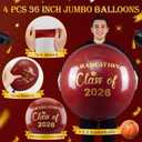 Kasyat 4 Pcs 36 Inch Extra Large Graduation Balloons Class of 2026 Balloons Latex Jumbo Giant Congrats Grad Balloon for College, High School, University Graduation Party Decorations (Maroon and Gold)