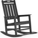 LOUNZY Outdoor Rocking Chair, HDPE Patio Rocking Chair with Footboard for Adults, All Weather Heavy Duty Front Porch Rocker, Grey (Set of 1)