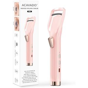 Heated Eyelash Curler Premium PRO - Fast Heat up in 8s - 24 Hours Long Lasting - Rechargeable Electric Eyelash Curler with Type-C, Innovative L Silicone, 2 Heat Modes, Anti-Burn Eyelid, Pink