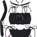 JustinCostume Women's Cosplay Lingerie Set Kitty Keyhole Cute Hot Outfit S Black