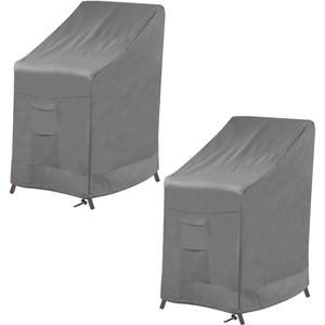 Vailge Stackable Patio Chair Cover,100% Waterproof Outdoor Chair Cover, Heavy Duty Lawn Patio Furniture Covers,Fits for 4-6 Stackable Dining Chairs,2 Pack-36 Lx28 Wx47 H,Grey