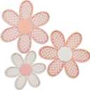 Maitys 3 Pieces Boho Daisy Wall Decor Natural Rattan Flower Wall Hanging Art Wooden Boho Art Nursery Flowers Farmhouse Hanging Decor for Home Office Nursery, Rustic Color 