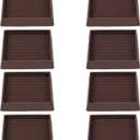 3x3 Square Rubber Furniture Caster Cups, Anti-Sliding Furniture Pads Bed Stopper Floor Protectors with Grip - Protect Any Flooring (8 Pcs Brown)