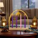 4 Pcs Advent LED Candle with Remote Hexagram Flameless Candleholder Battery Operated Candlesticks for Advent Wreath Lent Decorations Flickering Flameless Candles with Remote Timer