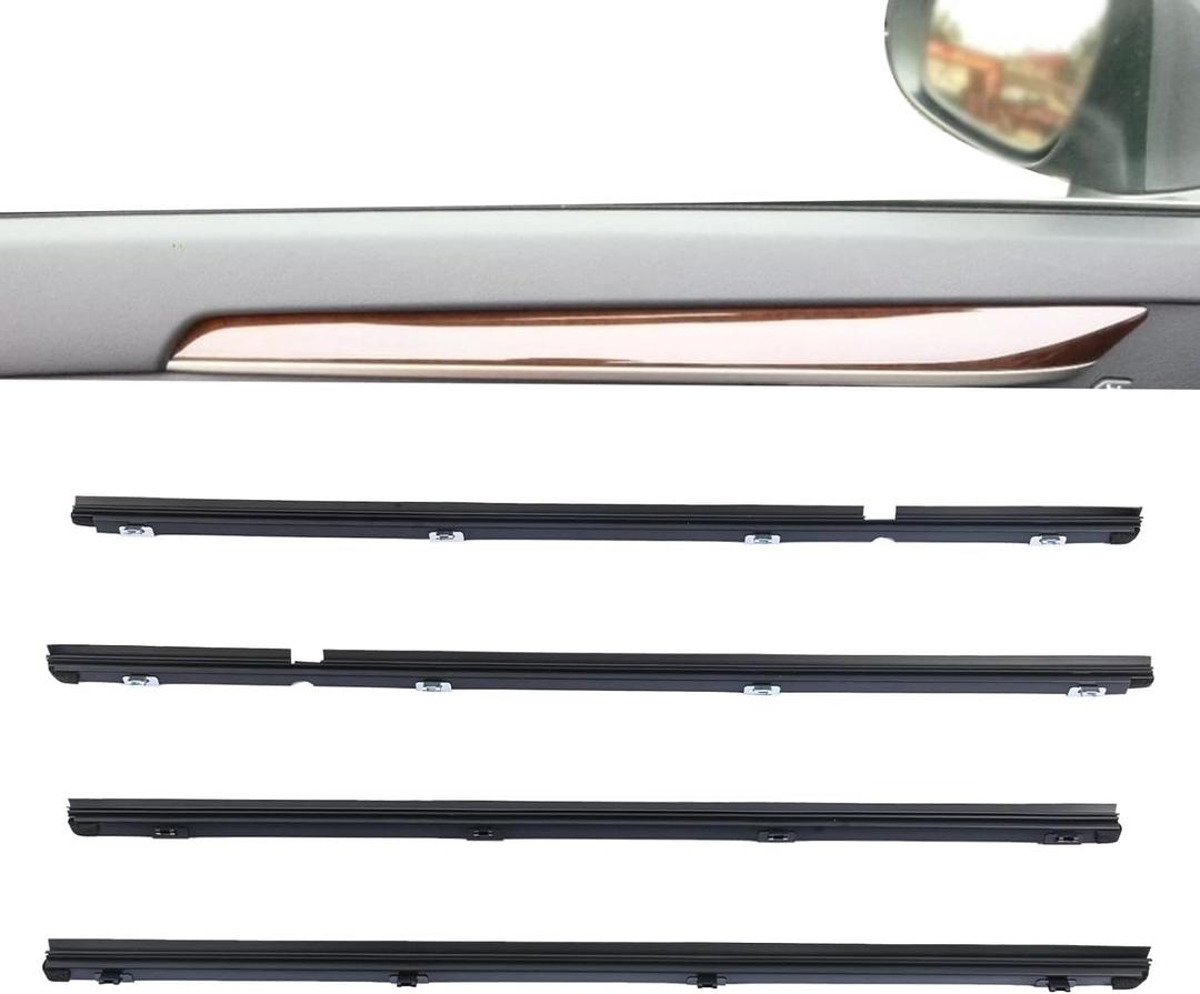4Pcs Inner Door Window Moulding Trim Weatherstrip Seal Belt Fit for Lexus ES350 3.5L 2007-2012 Replace 68171-33080 68172-33080 68173-33070 68174-33070 Front Rear Door Glass Weatherstrip