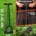Aerator Lawn Tool - 2-in-1 Reinforced Heavy Duty Manual Lawn Aerator with 15 Spikes, Automatic Dirt and Leaf Clean Design, Adjustable T-Handle (Black)