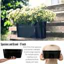 LaLaGreen Deck Railing Planter Box (17 Inch, 4 Pack) Large Black Metal Window Flower Boxes Outdoor, Wall Hanging Planters Plant Holder Hooks Fence Rail Buckets Countryside Boho Style Wall Mount Decor