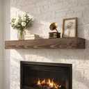 Fireplace Mantel,48 inch Rustic Wood Floating Mantel Shelves for Electric Fireplaces,Solid Wood Farmhouse Mantle for Over Fireplace(Dark Walnut,48x8x6)