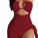 SOLY HUX Women's One Piece Swimsuit Criss Cross Halter Cut Out Bathing Suit with Cover Up (Medium)