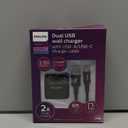 Philips USB Wall Charging Kit, 12W USB A to C Charger Block with 6ft Braided Cord Foldable Plug DLP6212C/37