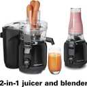 Hamilton Beach Juice & Blend 2-in-1 Juicer Machine and 20 oz. Blender, Big Mouth Large 3” Feed Chute for Whole Fruits and Vegetables, Easy to Clean, Centrifugal Extractor, 800W Motor, Black (67970)