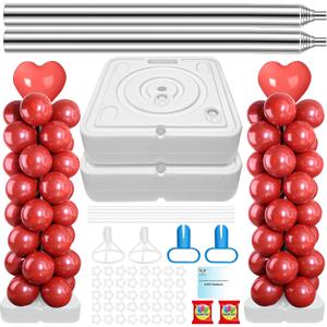 2 Set Balloon Column Stand Kit for Floor with Heavy Duty Base, VETOGETHER Adjustable 7 FT Balloon Tower Kit with Telescopic Design, Updated Balloon Pillar Kit with Metal Poles for Party Decoration