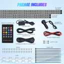 Nilight 4Pcs Car Underglow Neon Accent Strip Lights 252 LEDs RGB 8 Color Sound Active Function Music Mode with Wireless Remote Control Underbody Light Strips for Cars Van SUV Truck