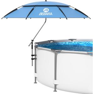 7FT Above Ground Pool Umbrella 360 Tilting Double-Layer Canopy & Height Adjustable, UPF 50+ Sun Protection for Above Ground Pools, Patio, Beach & Outdoors