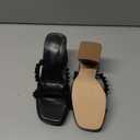 Coutgo Women's Pearl Sandals Platform Chunky High Heels Square Open Toe Strappy Slip On Slides 5