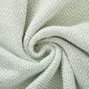 Americanflat 50x60 Throw Blanket - Soft and Breathable Cotton Throw Blanket for Couch, Bed, Chair - Decorative Blankets Perfect for Home or Outdoor Use - Light Green and White Herringbone Design