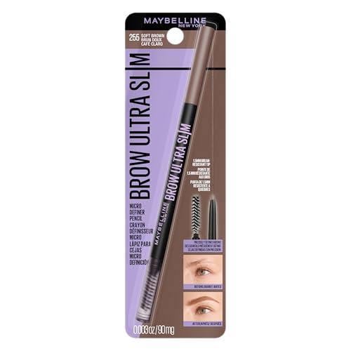 Maybelline Express Brow Ultra Slim Eyebrow Makeup, Brow Pencil with Precision Tip and Spoolie for Defined Eyebrows, Soft Brown, 1 Count 