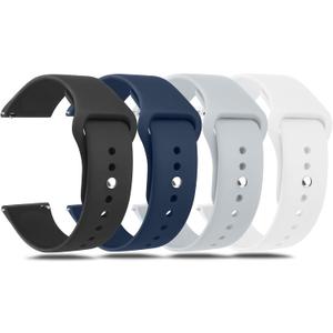 Amzpas 20mm 22mm Watch Bands Quick Release Watch Straps, 4 Pack Soft Silicone Replacement Sport Watch Wristbands for Women Men (Black + navy blue + gray + white)
