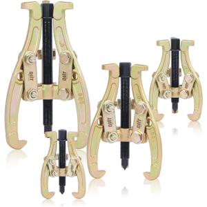 Orion Motor Tech Gear Puller Set, 3" 4" 6" 8" 3 Jaw Puller Kit for Pulley Gear Bearing Flywheel Removal, Heavy Duty Pulley Puller with Reversible Jaws 4 pcs Bearing Puller Tool Kit (gold)