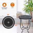 Indoor Outdoor Small Metal Round Side Table, 14 Inch Patio Coffee Bistro Table, Weather Resistant Black Metal Side Table for Patio Balcony Yard Porch Garden, Plant Stand for Indoor Outdoor Use