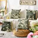 3 x AVOIN colorlife Hello Spring White Daisy Throw Pillow Covers, 16 x 16 Inch Hello Sunshine Eucalyptus Leaves Green Cushion Case Decoration for Sofa Couch Set of 4