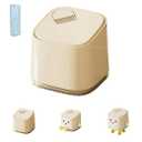 Desk Mini Cute Trash Can with Lid and Brush Small Desktop Trash Can for Bathroom, Bedroom, Kitchen, Car, Office flip top Waste Basket Hidden Bag Compact Small Garbage Bin (Basic)