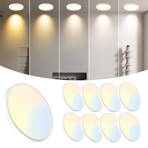 WKONCLDY 8-Pack 7.5Inch LED Ceiling Lights, 5 Colors Selectable Flush Mount Ceiling Lights, Ultra Thin LED Ceiling Lights Fixtures 0.87Inch for Dinning Room