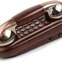 Sangyn Corded Phone Vintage Wood Grain Wall Phone, No AC Power Required, 3 Speed Dial Keys, Big Buttons, Loud Mechanical Ringer, Volume Control, Redial, Mute, Flash, Landline Phone for Home House