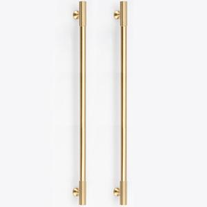 RZDEAL 2pcs Solid Brass Gold Cabinet Pulls, 12-3/5Inch Hole Centers for Kitchen Cupboard Handles Modern Drawer Dresser Pulls Bathroom Brushed Brass Cabinet Pulls Wardrobe Door Handles