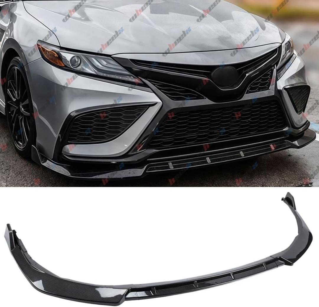3Pcs Front Bumper Lip Compatible with Toyota Camry SE XSE 2021-2024 V2 Style, Air Dam Lower Chin Spoiler Splitter Fits for 2021 2022 2023 2024, Protection Body Kit (Carbon Fiber Pattern)