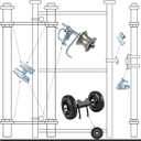 Wall Mounted Rolling Gate Hardware Kit for Chain Link Sliding Gate, Heavy Duty 6” Wheel Carrier with Track Rollers, Wall Mounted Rail Pipes & Rolo Latch, Set for Fence & Driveway Gates