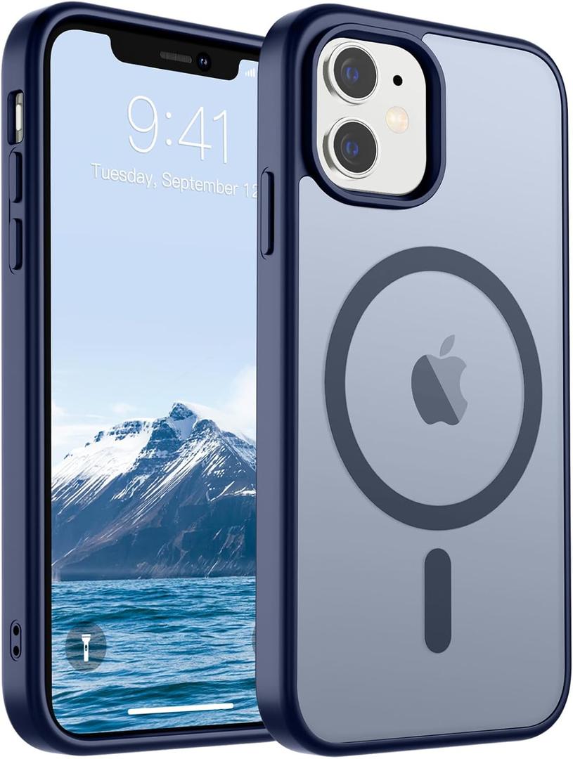 SUPFINE Magnetic for iPhone 11 Phone Case(Compatible with MagSafe)(Military Grade Drop Protection) Translucent Matte Shockproof Phone Cover, Navy Blue