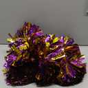 4Pcs Metallic Cheerleading Pom Poms, Creatiee 2 Pair Cheerleader Cheering Squad Pompoms for School Sports Dance Games Team Spirit Cheer (Purple-Gold)