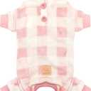 Cyeollo Dog Pajamas Buffalo Plaid Flannel Warm Dog Pjs Thermal Jumpsuit Dog Onesie Puppy Pajamas for Small Tiny Dogs Cat Apparel Color Pink, M