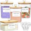 4 Pack Clear Laundry Pods Container & Dryer Sheet Holder Set with Lid, Laundry Containers with Scoops & Labels, Laundry Room Organization and Storage for Laundry Detergent, Pods, Powder, Beads