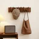 Wooden WALL Coat Rack with 8 Foldable Hooks Solid Pine Piano Key Coat Rack Wall Mount, Folding Coat Hooks Entryway Hanger for Bathroom, Bedroom, Office & Hallway (Walnut)