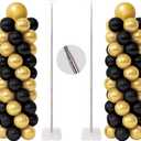 RUBFAC Balloon Column Stand Kit, Set of 2, 6.6ft Height Adjustable Column Kit, Metal Telescopic Pillar Balloon Stand, Birthday Party, Graduation, Wedding Christmas Decorations, White and Silver