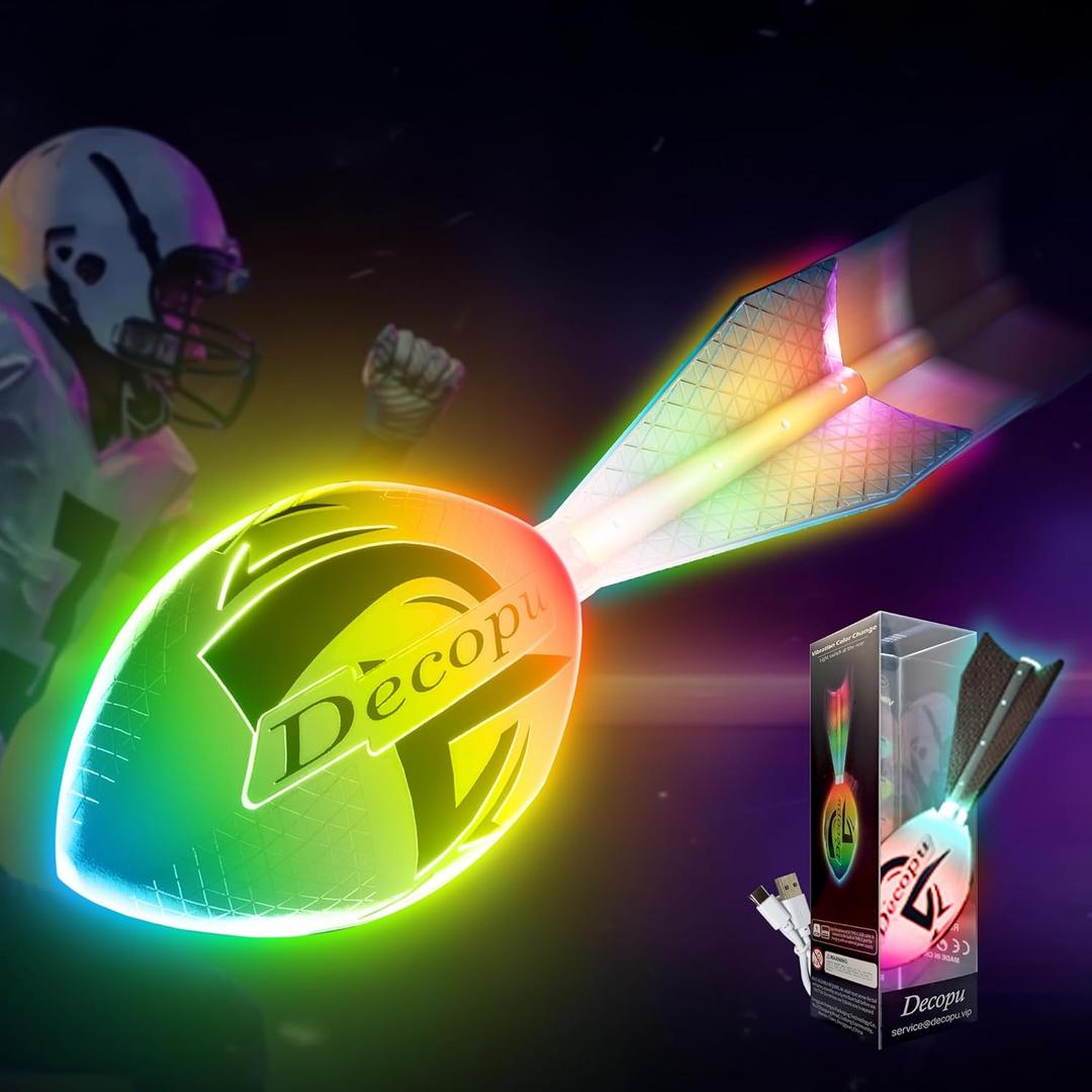 Premium Foam Glow in The Dark Football, Latest LED Light up Football, Color-Changing-Perfect Birthday&Camping Gift for Kids 8-15+,Sports&Outdoors Toys for Ages Kids 8 9 10 11 12 13 14 15 (Multi-color)