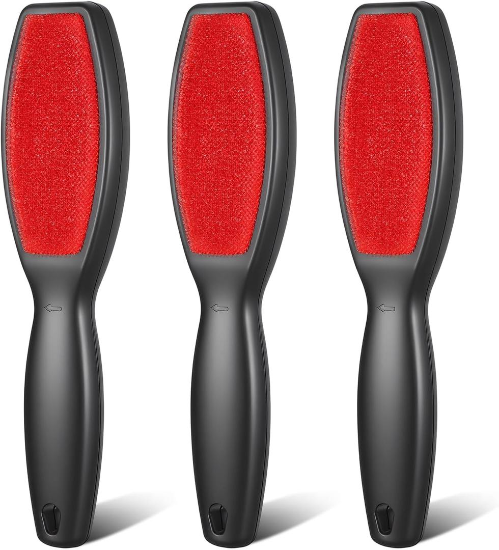 3 Pack Lint Brushes for Clothes, Double-Sided Lint Remover Brush, Reusable Pet Hair Remover, Sheet and Carpet Cleaning Brush for Clothes Sheet Carpet Furniture Fabric