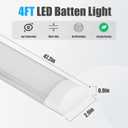 8 Packs 4FT LED Batten Light with 50cm Cable, Ultra-Thin Ceiling Surface Mounted Light, 40W, 4000K, IP20, LED Ceiling Lamp for Garage, Shop, Hallway, Office, Market, ver2